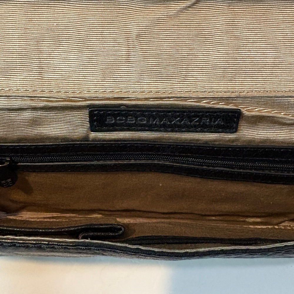 BCBGMaxAzria Black Studded Leather Fold-Over Clutch/Wristlet Rock Chic Bag - Picture 6 of 9